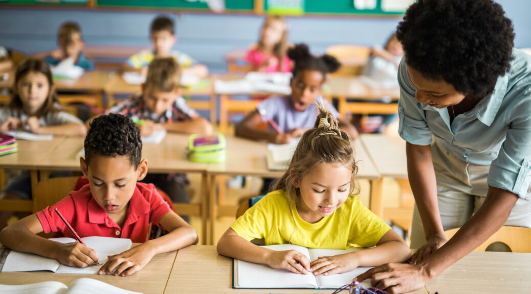 Mentor helping child with learning